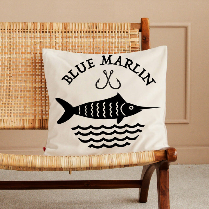 Blue Marlin Faux Suede Pillow