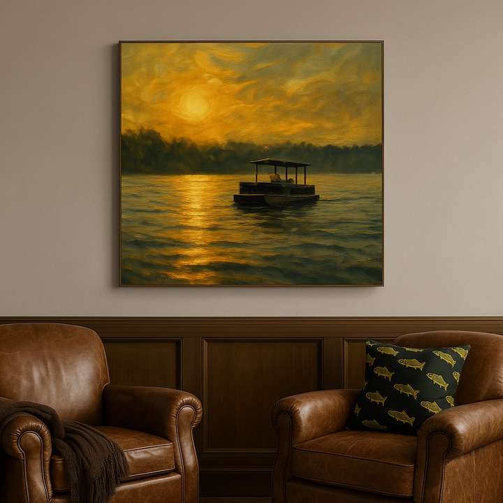 Pontoon Boat Canvas Print- Golden Drift